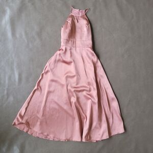 Blush Galina SignatureCharmeuse High-Neck Junior Bridesmaid Dress, Size 8